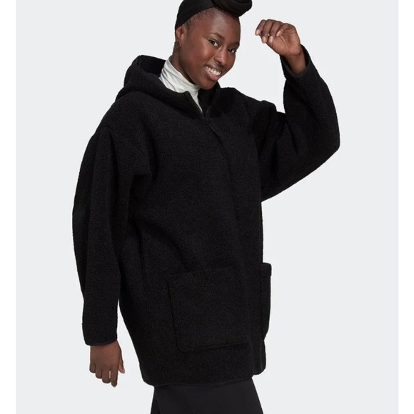 NWT•ADIDAS ORIGINALS•HEAVY DUTY SHERPA FLEECE HOODED COAT•BLACK•XL•STYLE HM2841 - Picture 3 of 16